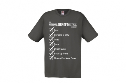 ZO Combat Junkie Special Edition NAF 2018 'Checklist' T-Shirt (Grey) - © Copyright Zero One Airsoft