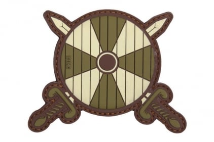 101 Inc PVC Velcro Patch &quotViking Shield & Swords" (Olive) - © Copyright Zero One Airsoft