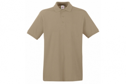 Fruit Of The Loom Premium Polo T-Shirt (Khaki) - Size Medium - Zero One ...