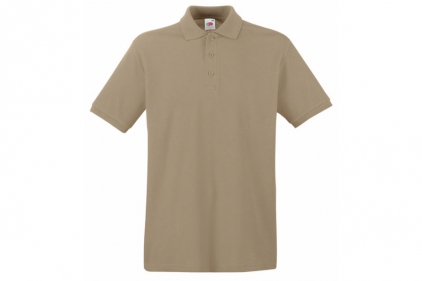 Fruit Of The Loom Premium Polo T-Shirt (Khaki) - Size Medium - &copy; Copyright Zero One Airsoft
