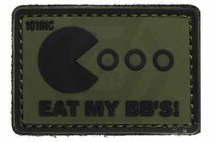 101 Inc PVC Velcro Patch "Eat My BB's" (Olive) - &copy; Copyright Zero One Airsoft