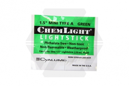 Cyalume 1.5" 4 Hour Mini Lightstick (Green) - &copy; Copyright Zero One Airsoft