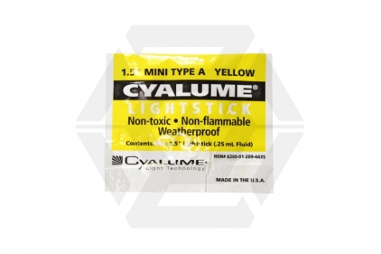 Cyalume 1.5" 4 Hour Mini Lightstick (Yellow) - &copy; Copyright Zero One Airsoft