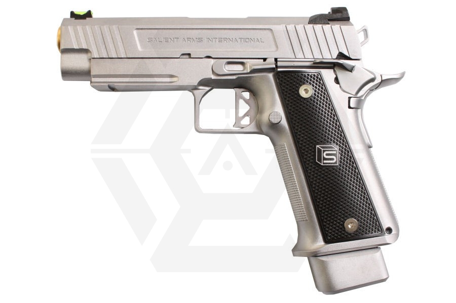 EMG GBB Gas/CO2 DualFuel Salient Arms International Licensed 4.3" 2011 DS Training Weapon (Silver) - Main Image © Copyright Zero One Airsoft