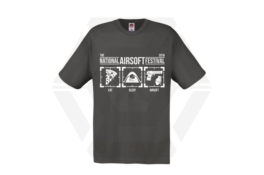 ZO Combat Junkie Special Edition NAF 2018 'Eat, Sleep, Airsoft' T-Shirt (Grey) - Main Image © Copyright Zero One Airsoft