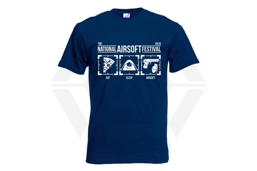 ZO Combat Junkie Special Edition NAF 2018 'Eat, Sleep, Airsoft' T-Shirt (Navy) - Main Image © Copyright Zero One Airsoft
