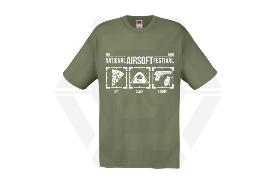 ZO Combat Junkie Special Edition NAF 2018 'Eat, Sleep, Airsoft' T-Shirt (Olive) - Main Image © Copyright Zero One Airsoft
