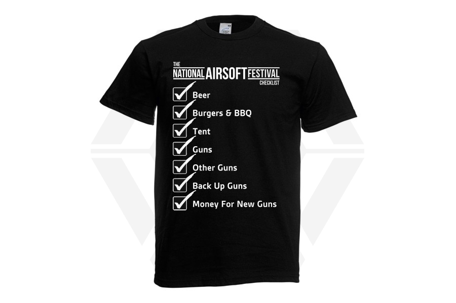 ZO Combat Junkie Special Edition NAF 2018 'Checklist' T-Shirt (Black) - Main Image © Copyright Zero One Airsoft