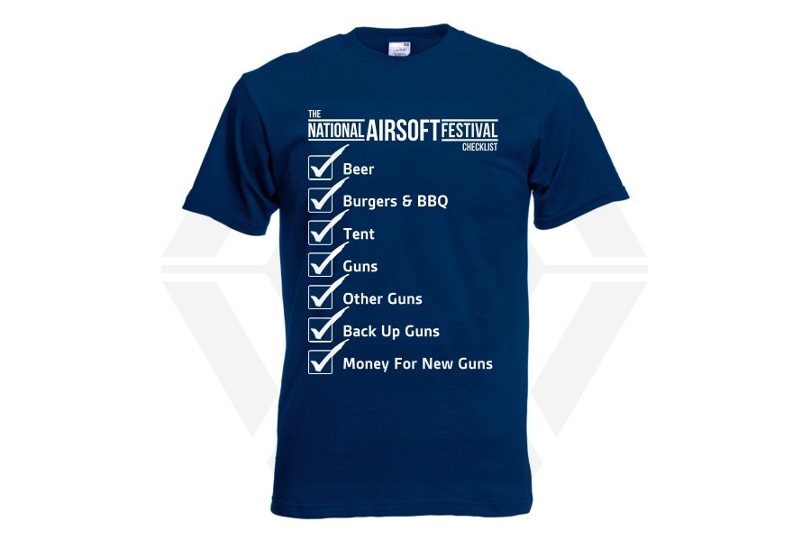 ZO Combat Junkie Special Edition NAF 2018 'Checklist' T-Shirt (Navy) - Main Image © Copyright Zero One Airsoft