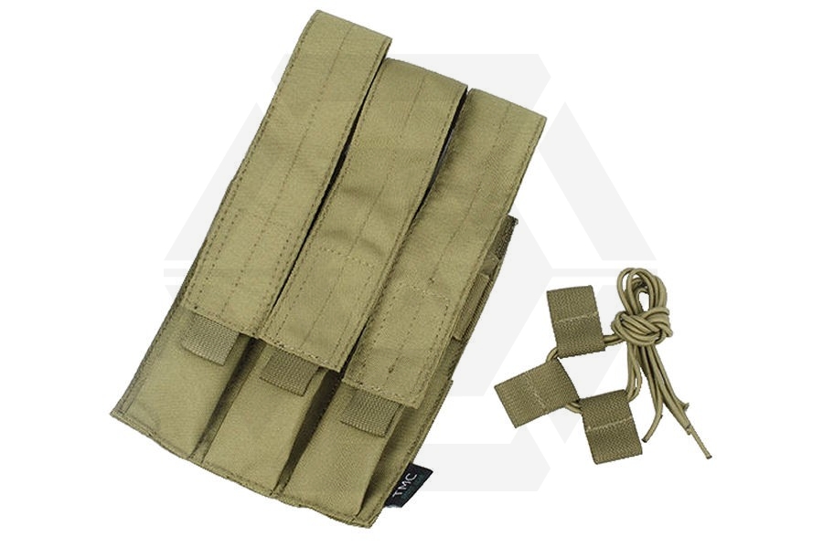 TMC MOLLE Triple Mag Pouch for SMG (Khaki) - Main Image © Copyright Zero One Airsoft