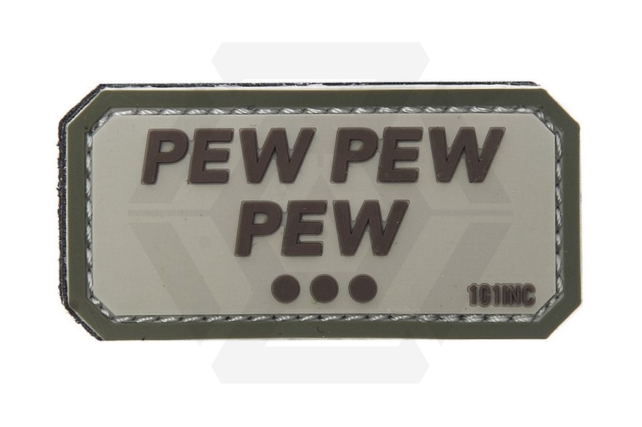 101 Inc PVC Velcro Patch "Pew Pew Pew" - Main Image © Copyright Zero One Airsoft
