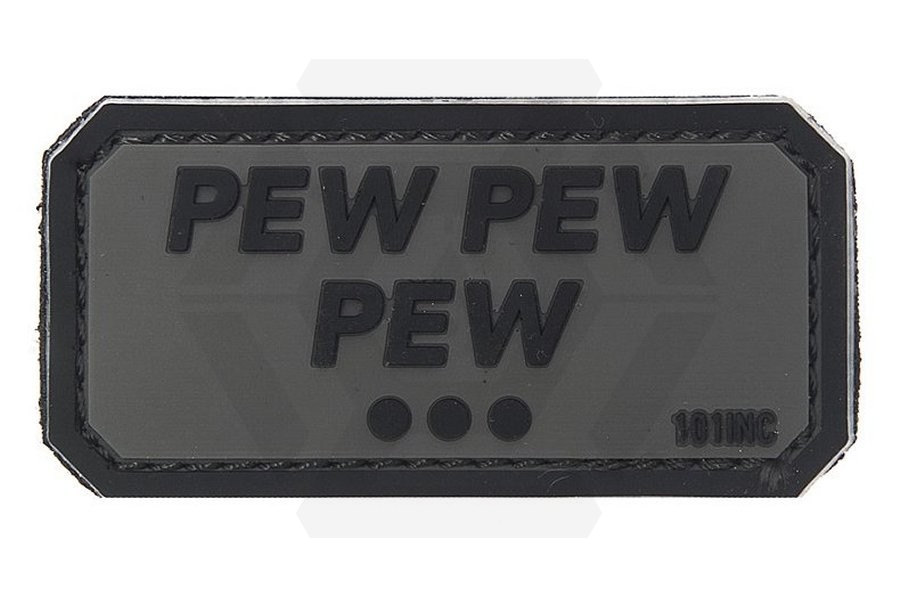 101 Inc PVC Velcro Patch &quotPew Pew Pew" (Black) - Main Image © Copyright Zero One Airsoft