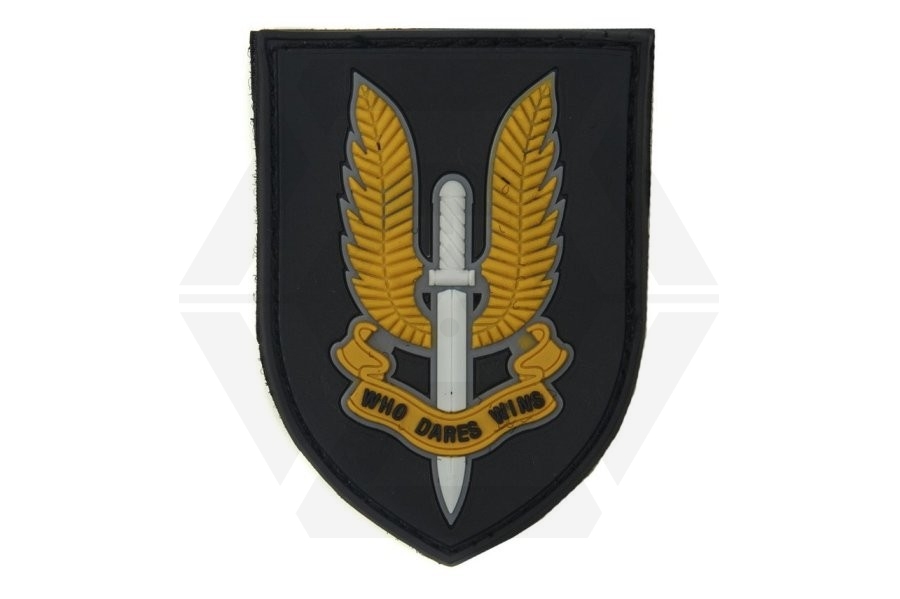 101 Inc PVC Velcro Patch "Who Dares Wins" - Main Image © Copyright Zero One Airsoft