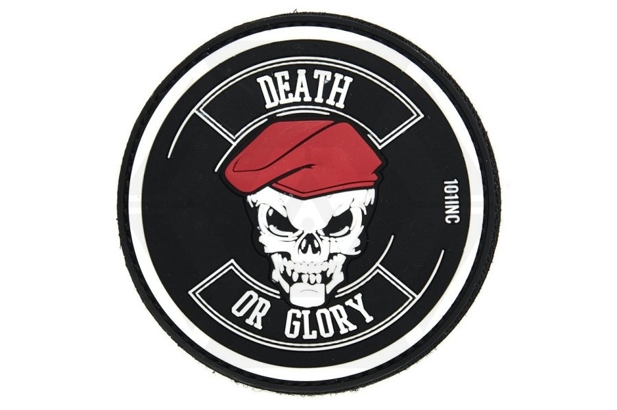 101 Inc PVC Velcro Patch &quotDeath or Glory" (Black) - Main Image © Copyright Zero One Airsoft
