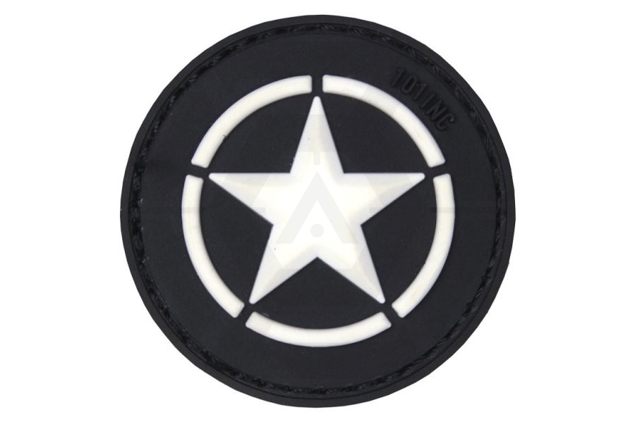 101 Inc PVC Velcro Patch "Allied Star" (Black) - Main Image © Copyright Zero One Airsoft
