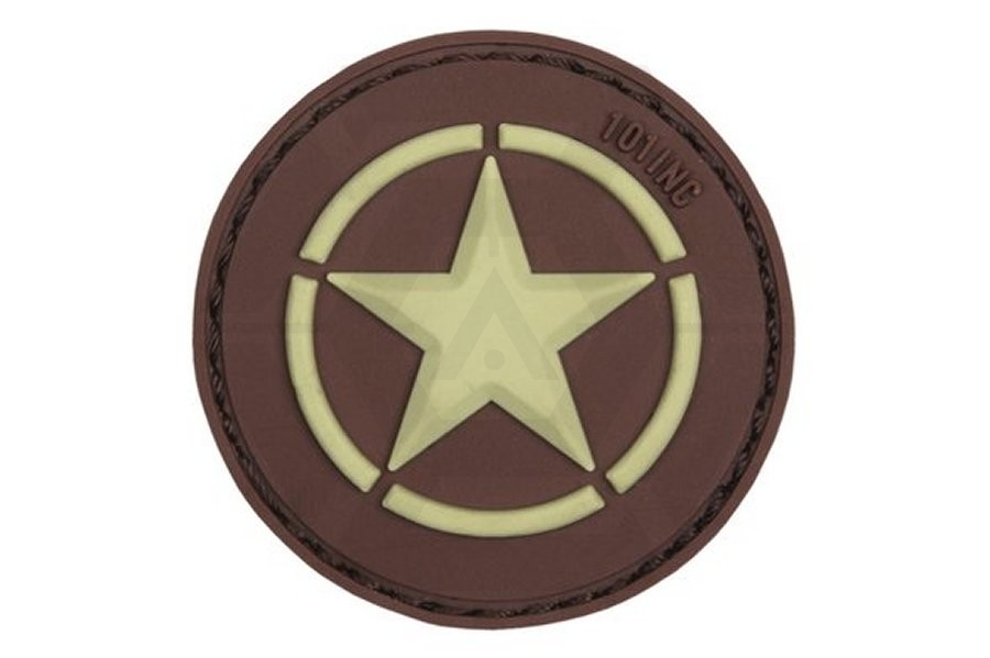101 Inc PVC Velcro Patch &quotAllied Star" (Brown) - Main Image © Copyright Zero One Airsoft