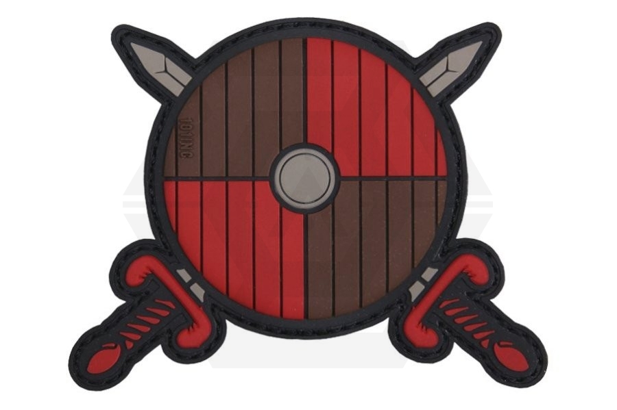 101 Inc PVC Velcro Patch &quotViking Shield & Swords" (Red) - Main Image © Copyright Zero One Airsoft