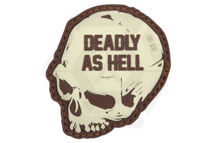 101 Inc PVC Velcro Patch &quotDeadly as Hell" (Brown) - Main Image © Copyright Zero One Airsoft
