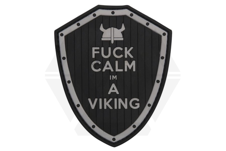 101 Inc PVC Velcro Patch "F**k Calm I'm a Viking" (Black) - Main Image © Copyright Zero One Airsoft