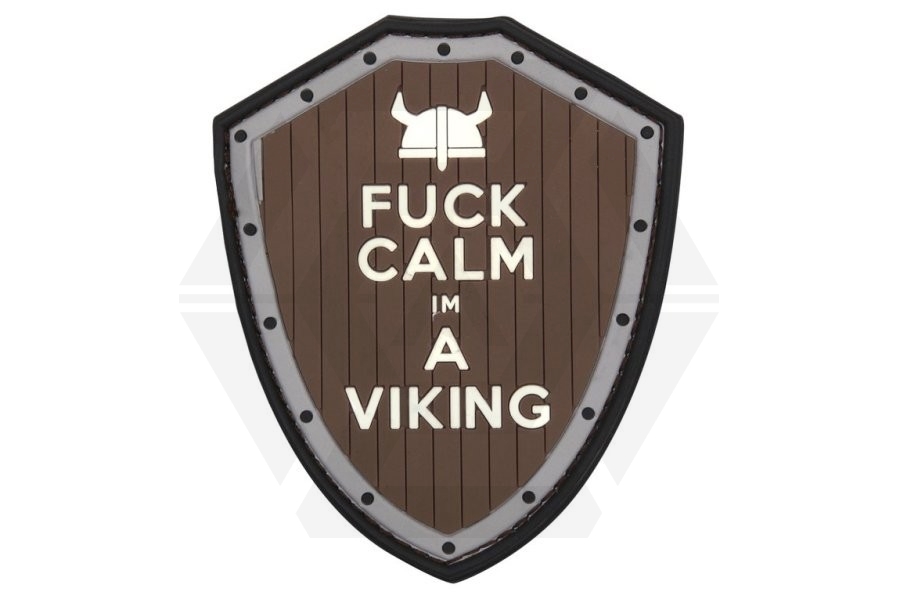 101 Inc PVC Velcro Patch &quotF**k Calm I'm a Viking" (Brown) - Main Image © Copyright Zero One Airsoft