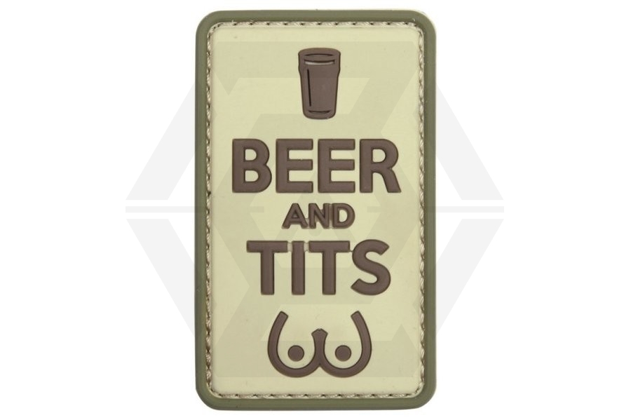 101 Inc PVC Velcro Patch "Beer & Tits" (Brown) - Main Image © Copyright Zero One Airsoft