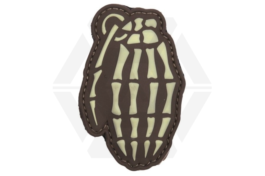 101 Inc PVC Velcro Patch &quotSkeleton Hand Grenade" (Brown) - Main Image © Copyright Zero One Airsoft