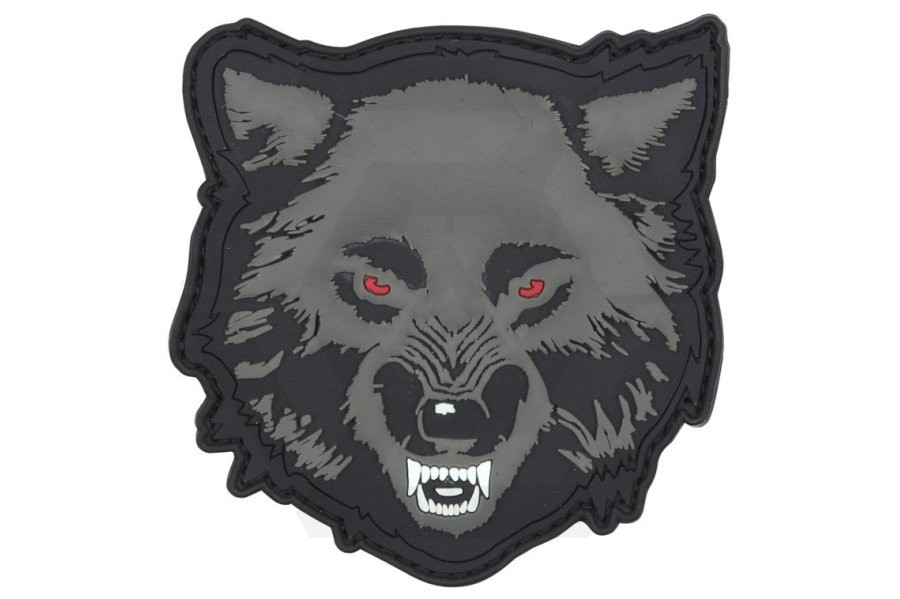 101 Inc PVC Velcro Patch "Wolf" (Grey) - Main Image © Copyright Zero One Airsoft