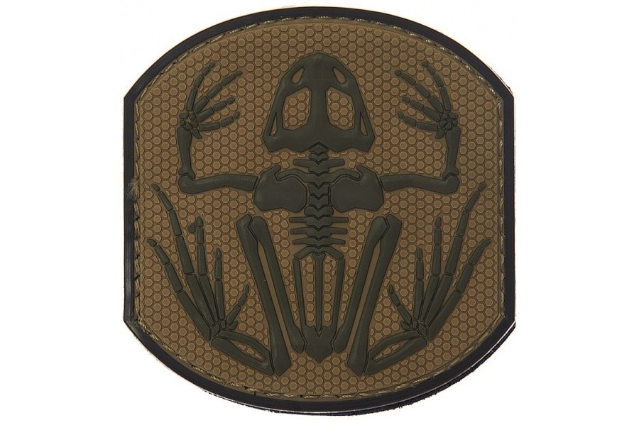 101 Inc PVC Velcro Patch "Frog Skeleton" (Brown) - Main Image © Copyright Zero One Airsoft