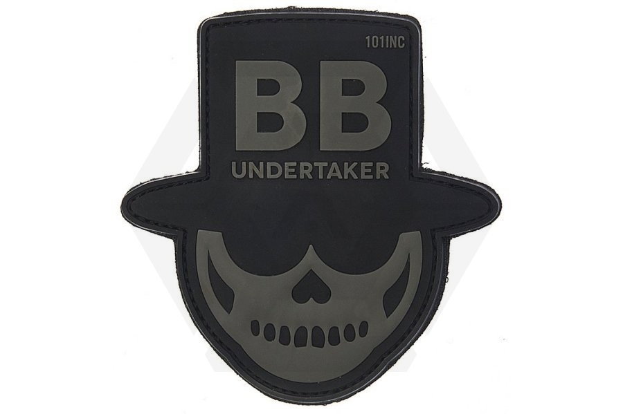 101 Inc PVC Velcro Patch "BB Undertaker" (Black) - Main Image © Copyright Zero One Airsoft