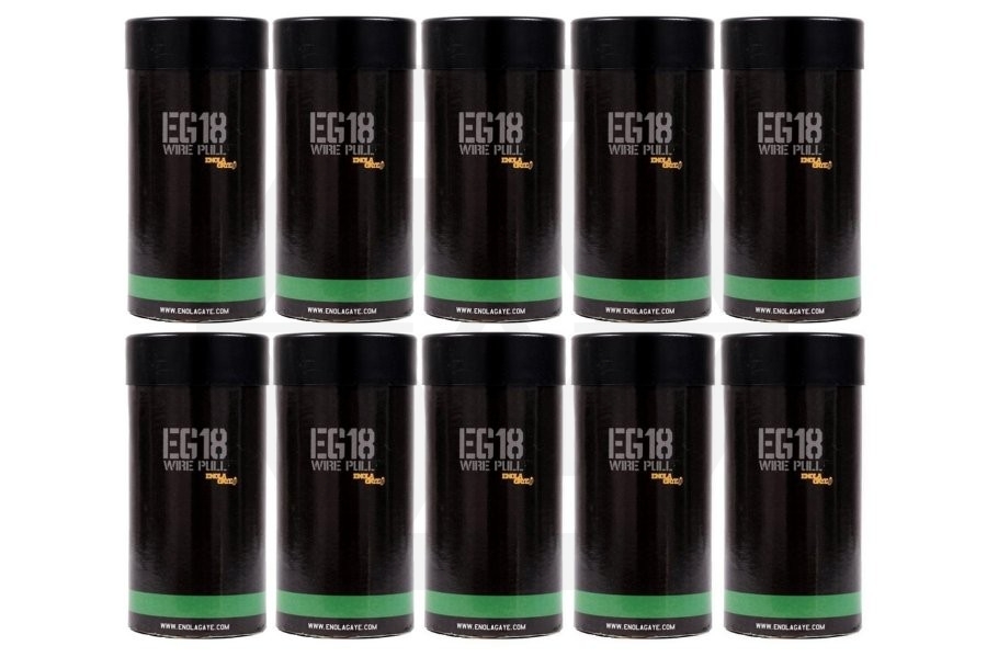 Enola Gaye EG18 Wire Pull Assault Smoke (Green) Box of 10 (Bundle) - Main Image © Copyright Zero One Airsoft