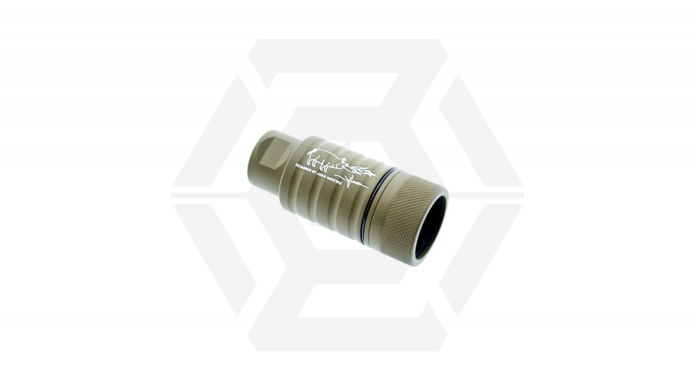 MadBull Noveske KFH Adjustable Sound Amplifying Flash Hider 14mm CCW (Tan) - Main Image © Copyright Zero One Airsoft