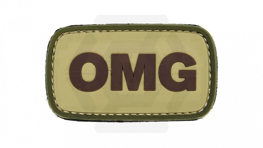 101 Inc PVC Velcro Patch "OMG" (Olive) - Main Image © Copyright Zero One Airsoft