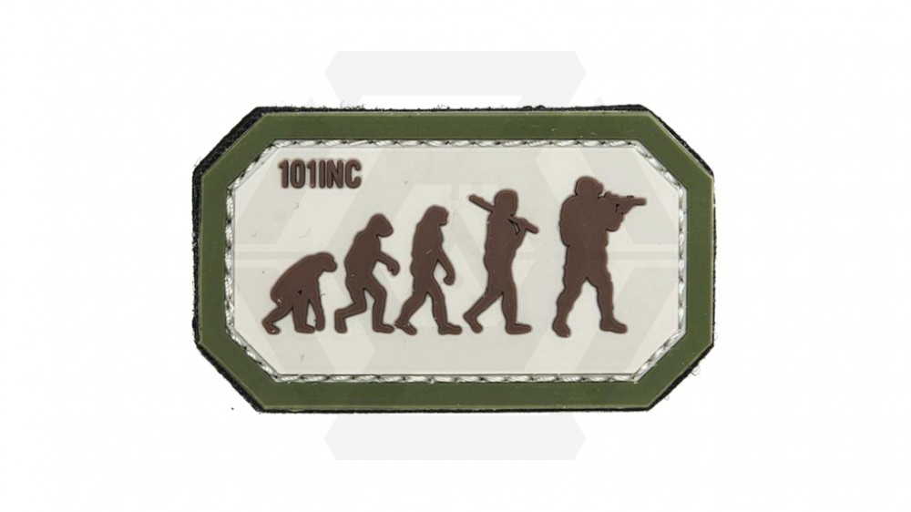 101 Inc PVC Velcro Patch "Airsoft Evolution" (Tan) - Main Image © Copyright Zero One Airsoft