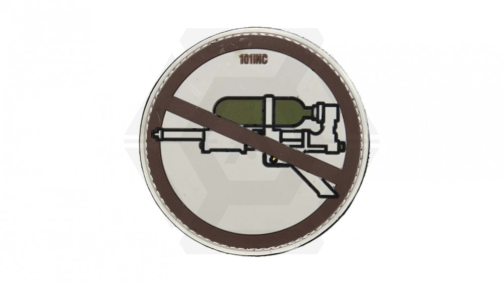 101 Inc PVC Velcro Patch "No Super Soakers" (Brown) - Main Image © Copyright Zero One Airsoft