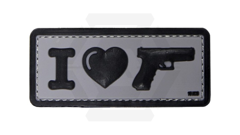 101 Inc PVC Velcro Patch "I Love Glock" (Black) - Main Image © Copyright Zero One Airsoft