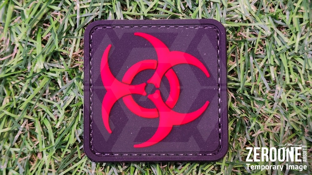 ZO PVC Velcro Patch "Biohazard Square" (Red & Black) - Main Image © Copyright Zero One Airsoft