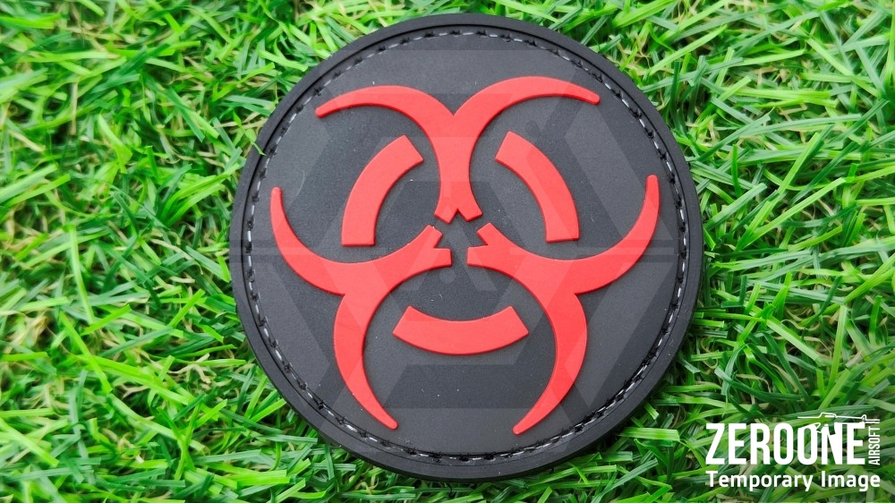 ZO PVC Velcro Patch "Biohazard Circle" (Red & Black) - Main Image © Copyright Zero One Airsoft