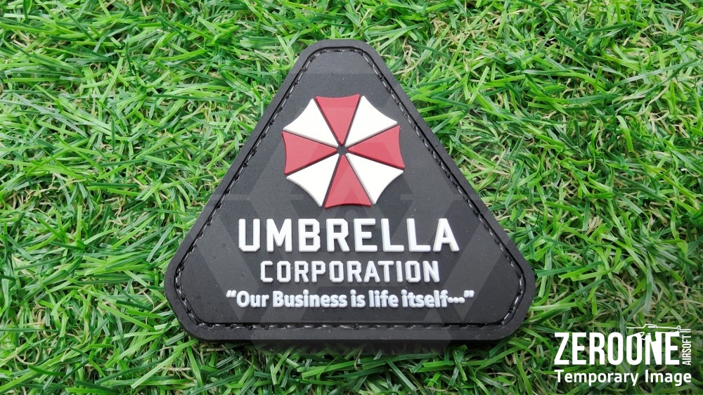 ZO PVC Velcro Patch "Umbrella Corp - Our Business" (Black) - Main Image © Copyright Zero One Airsoft