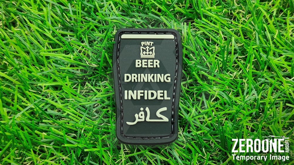 ZO PVC Velcro Patch "Beer Drinking Infidel" (Black) - Main Image © Copyright Zero One Airsoft