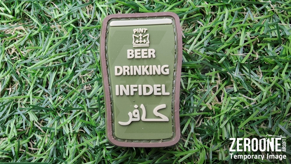 ZO PVC Velcro Patch "Beer Drinking Infidel" (Olive) - Main Image © Copyright Zero One Airsoft