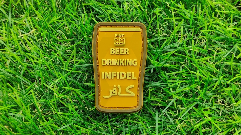 ZO PVC Velcro Patch "Beer Drinking Infidel" (Tan) - Main Image © Copyright Zero One Airsoft