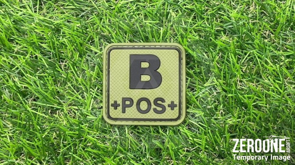 ZO PVC Velcro Patch "B+ Square" (Olive) - Main Image © Copyright Zero One Airsoft