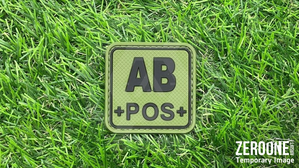 ZO PVC Velcro Patch "AB+ Square" (Olive) - Main Image © Copyright Zero One Airsoft