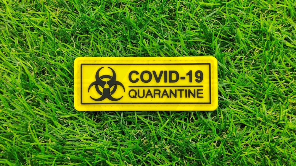 ZO PVC Velcro Patch "Quarantine" (Yellow) - Main Image © Copyright Zero One Airsoft