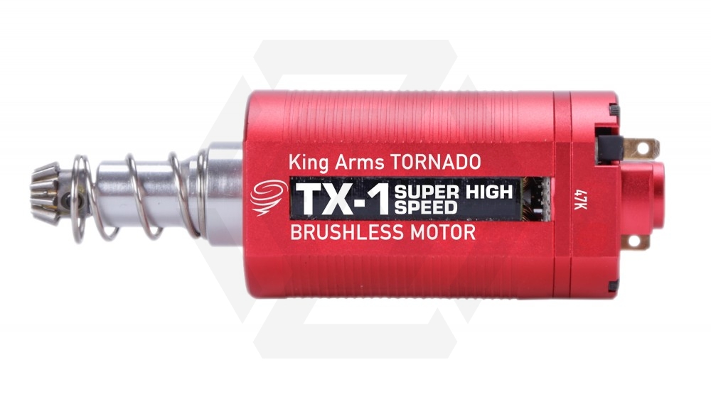King Arms Tornado TX-1 Super High Speed Brushless Motor with Long Shaft - Main Image © Copyright Zero One Airsoft