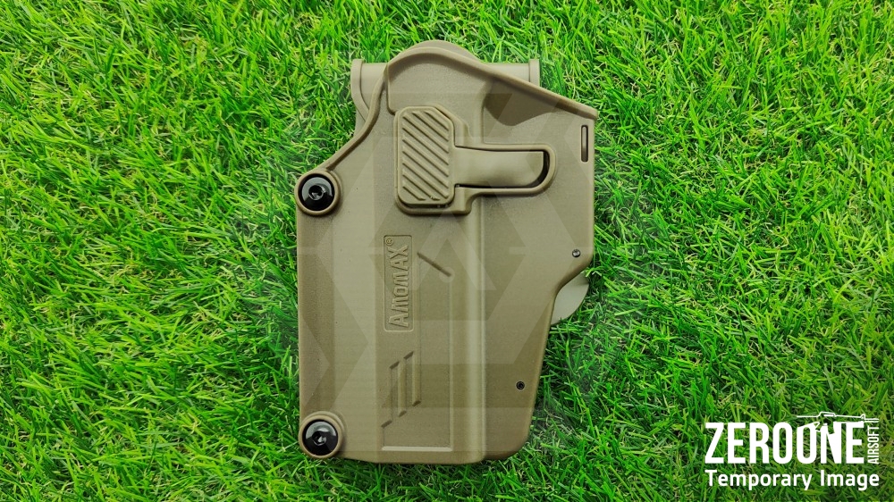 Amomax Rigid Polymer Universal Holster Left Handed (FDE) - Main Image © Copyright Zero One Airsoft