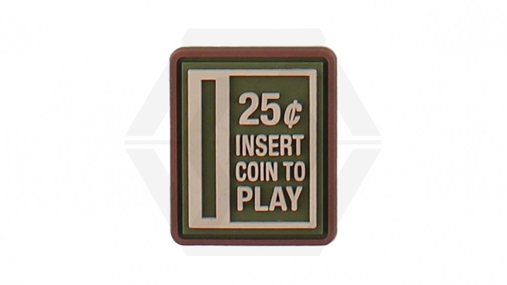 101 Inc PVC Velcro Patch "Insert Coin" - Main Image © Copyright Zero One Airsoft
