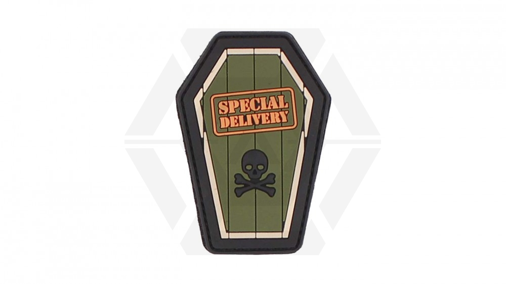 101 Inc PVC Velcro Patch &quotSpecial Delivery" (Green) - Main Image © Copyright Zero One Airsoft