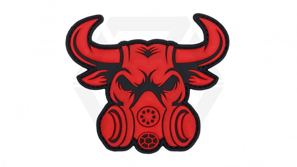 101 Inc PVC Velcro &quotGaskmask Bull" (Red) - Main Image © Copyright Zero One Airsoft