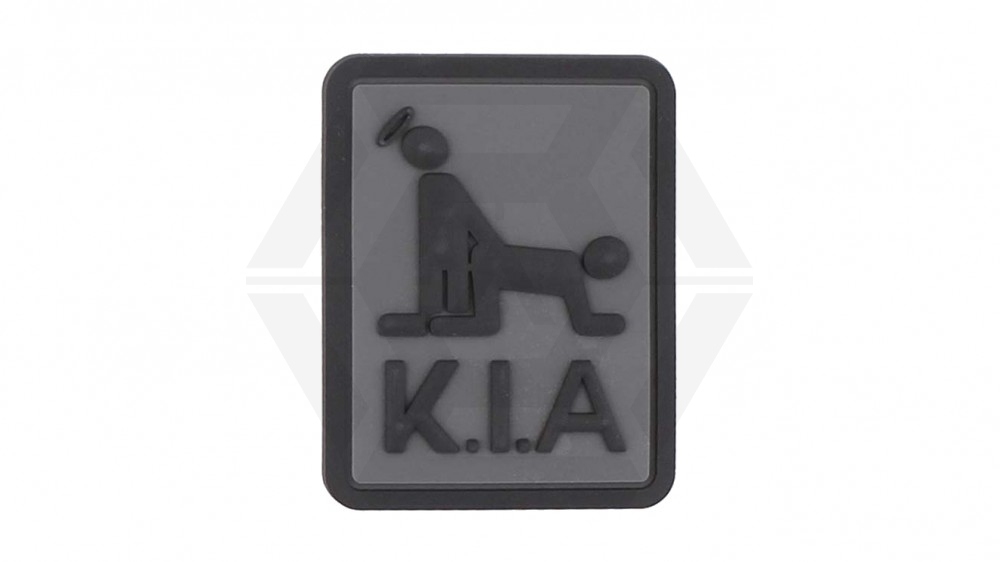101 Inc PVC Velcro "Killed In Action" (Grey) - Main Image © Copyright Zero One Airsoft